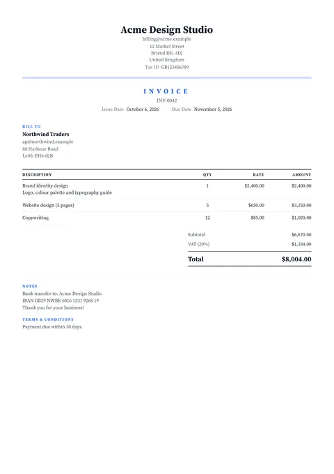 Elegant invoice template preview